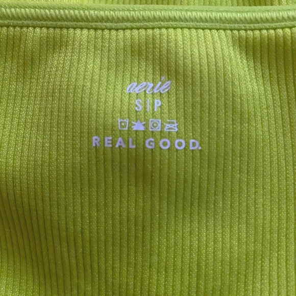 Aerie Real Good Ribbed Seamless Sports Bra Crop Tank Top Lime Green Size S NWT - Picture 6 of 9